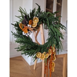 Wieniec zimowy świąteczny Amarantus i Pomarańcze 55 cm